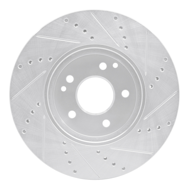 Chrysler Crossfire Brake Rotor (1) - Front Left - R1 Concepts - Drilled & Slotted - Silver - `96-`11